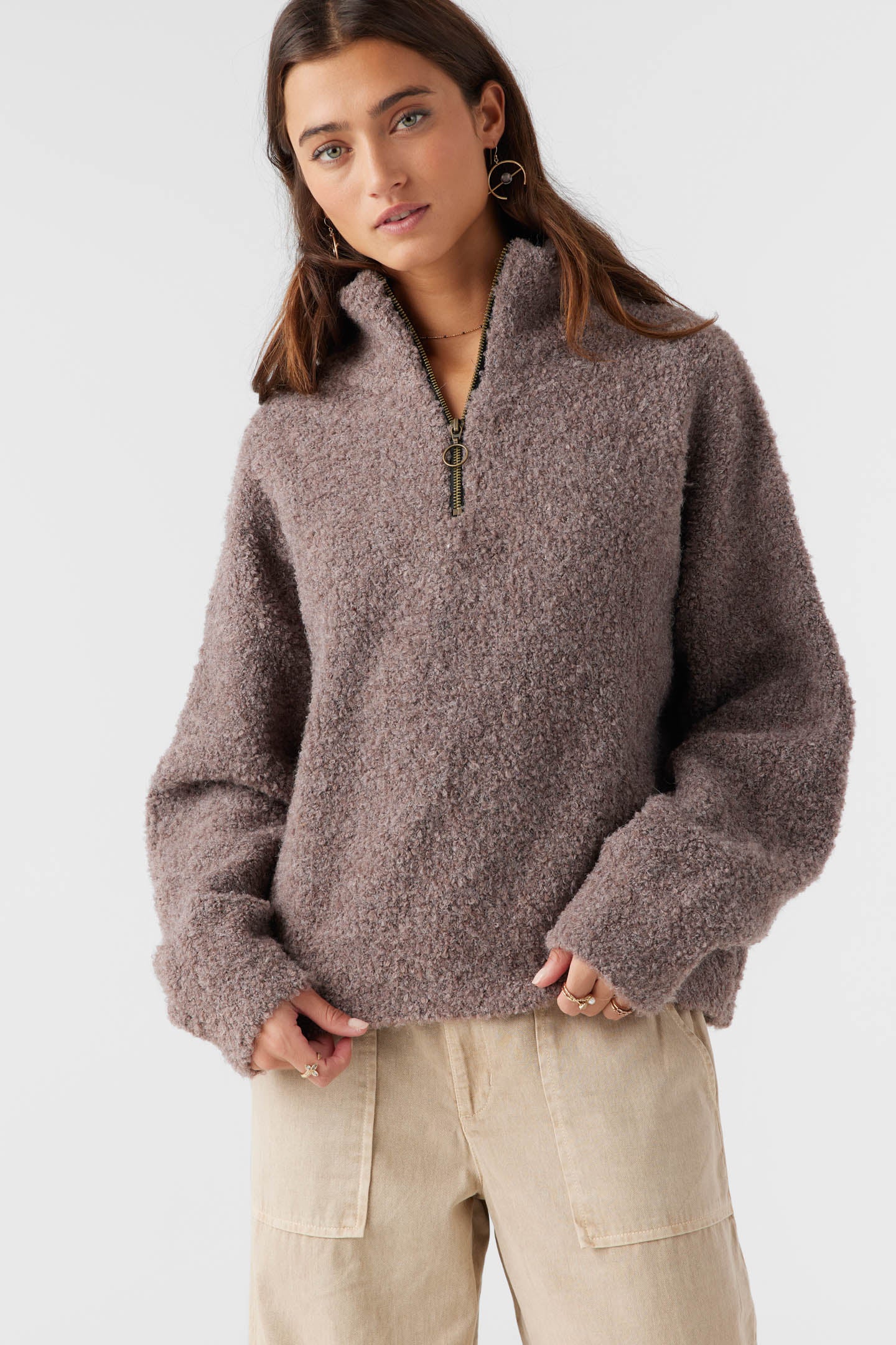 GEORGIANA MOCKNECK HALF-ZIP SWEATER