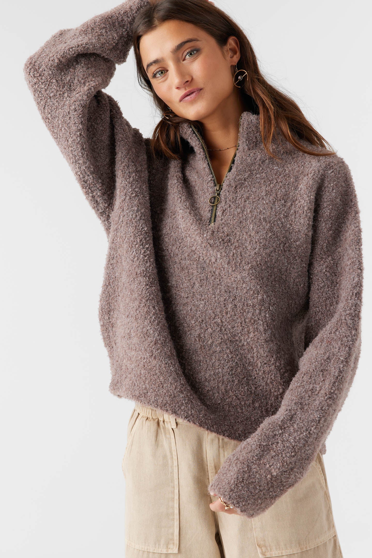 GEORGIANA MOCKNECK HALF-ZIP SWEATER