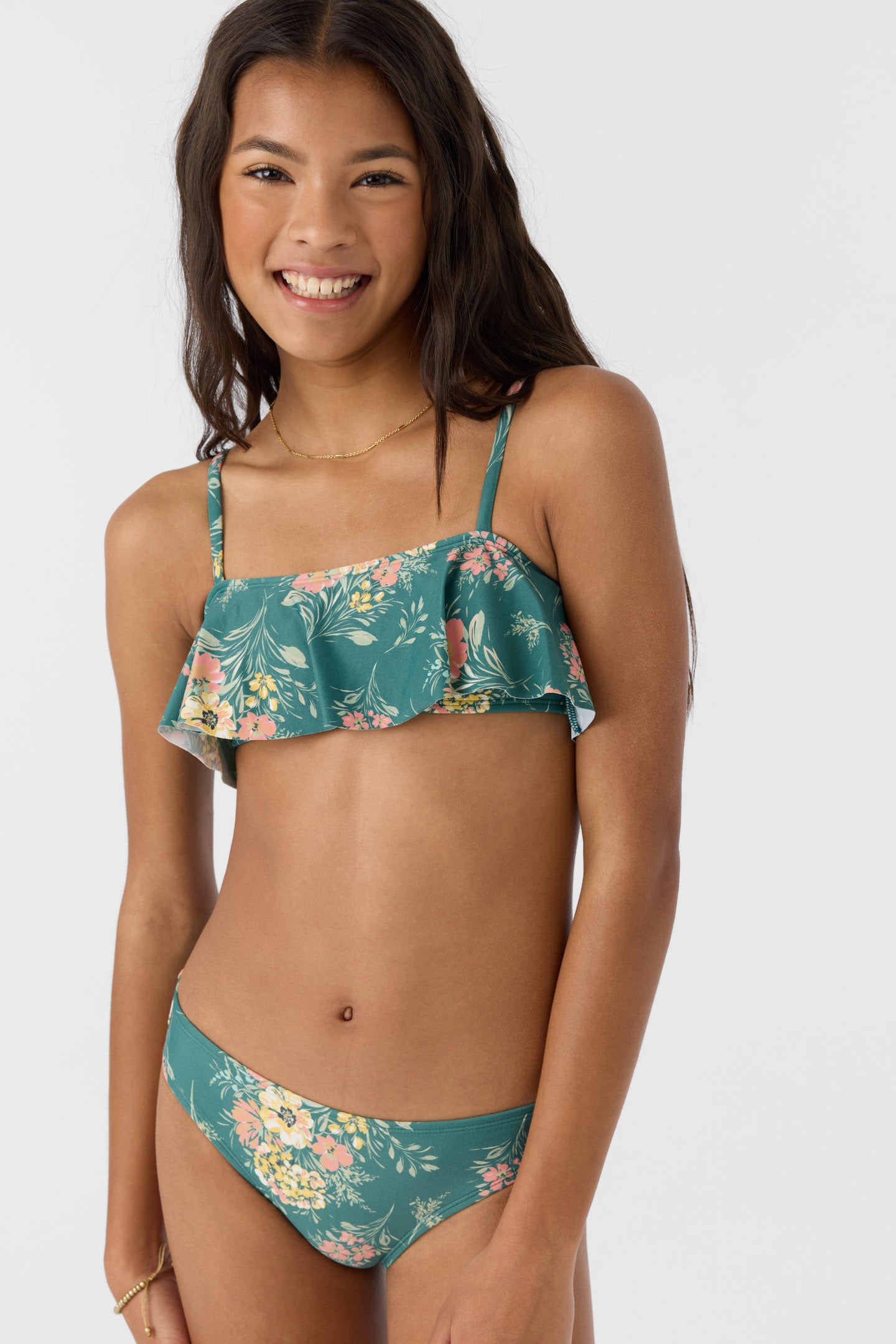 GIRL'S NAYA FLORAL RUFFLE BRALETTE TOP SET