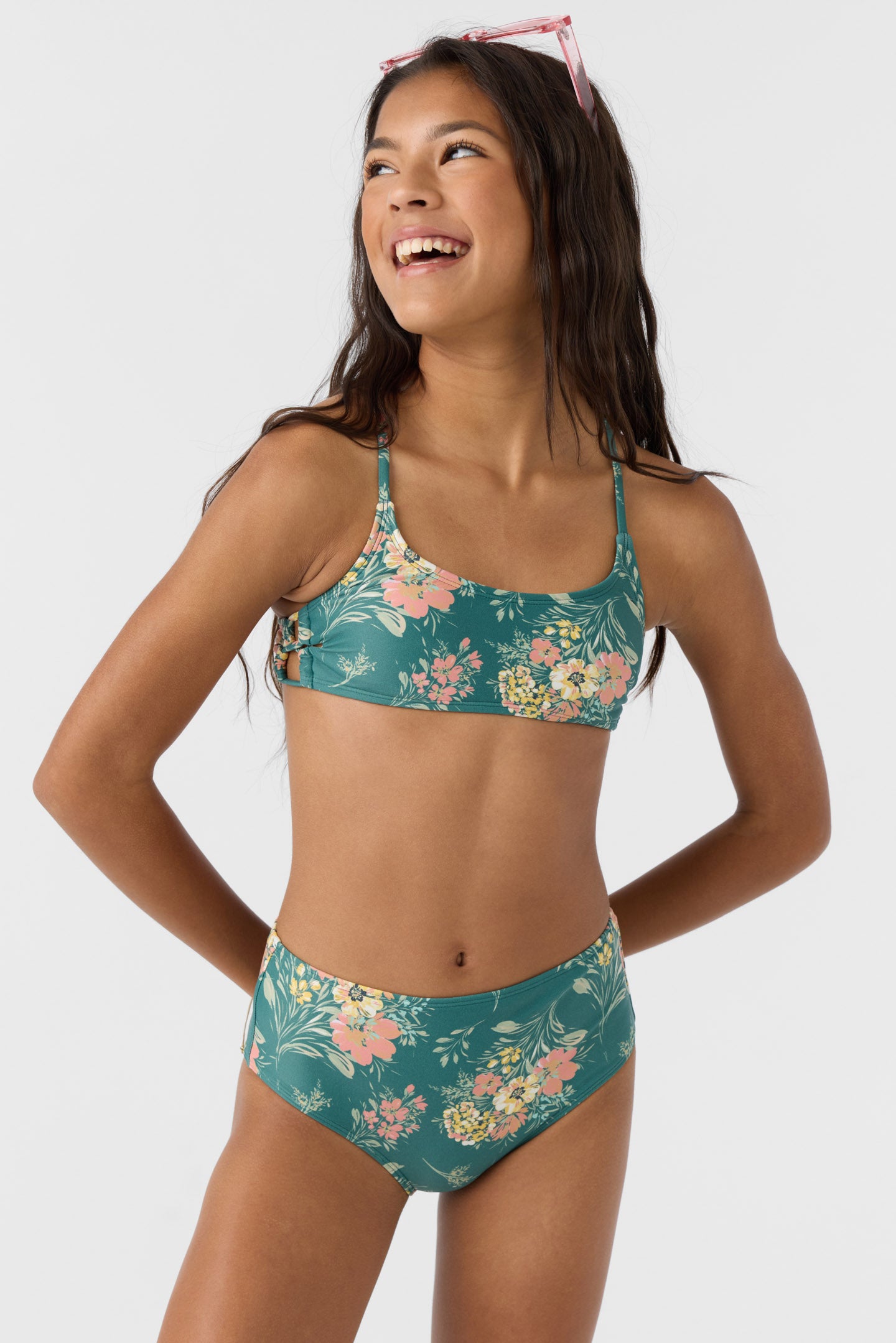 GIRL'S NAYA FLORAL STRAPPY SIDE BRALETTE TOP SET