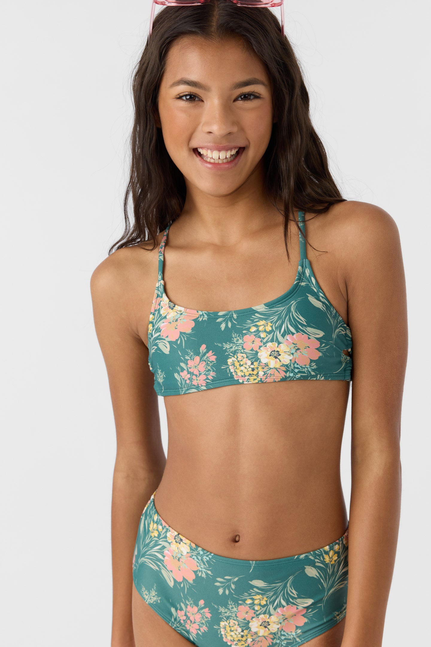 GIRL'S NAYA FLORAL STRAPPY SIDE BRALETTE TOP SET