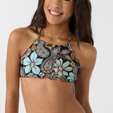 Girl's Mod Boho Ruffle Edge High Neck Swim Set