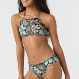 Girl's Mod Boho Ruffle Edge High Neck Swim Set