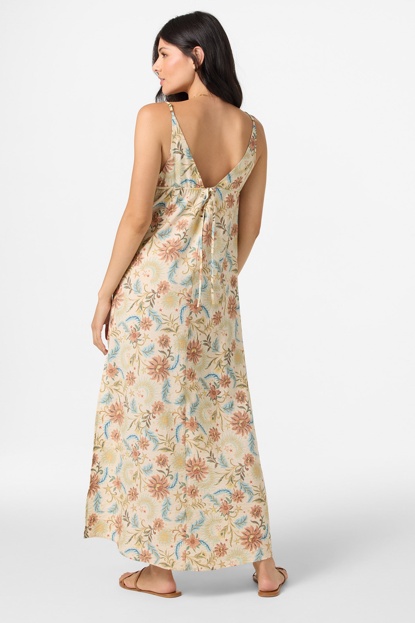 Althea Lunar Print Sleeveless Maxi Dress in Neutral