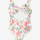 Girl's Camellia Floral Twisted One-Piece