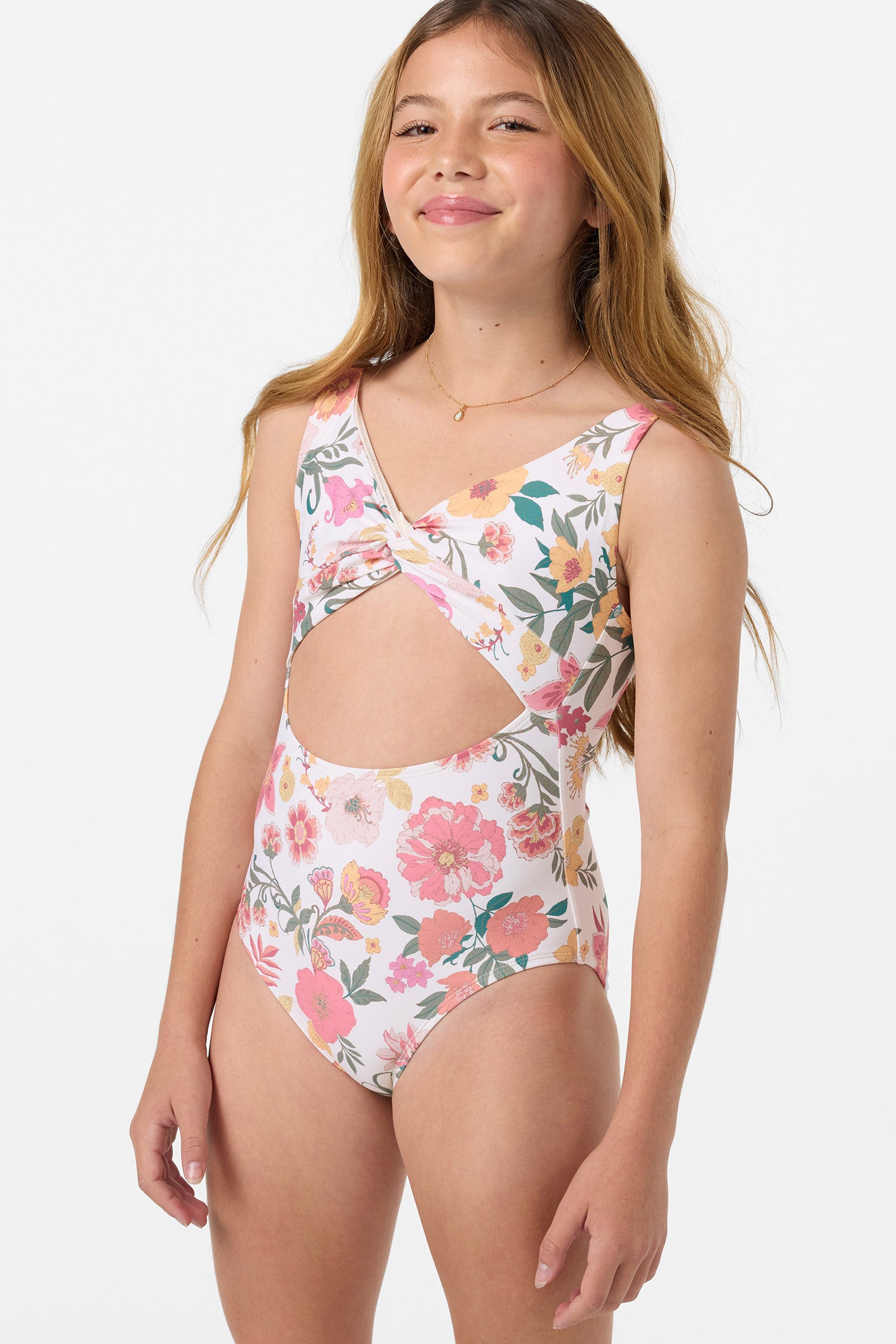 Girl's Camellia Floral Twisted One-Piece - Vanilla | O'Neill