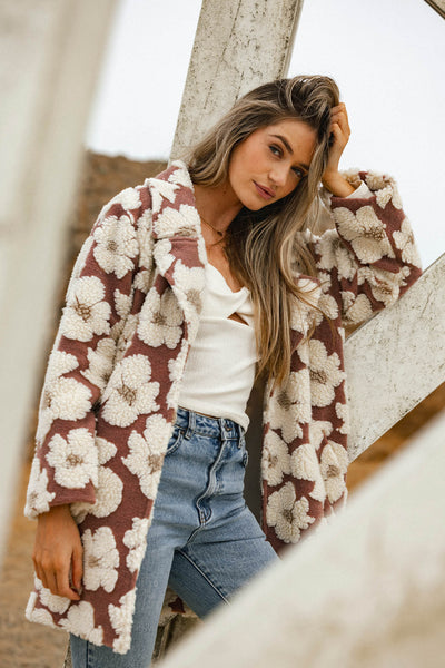 Harper High Pile Floral Jacket - Burlwood | O'Neill