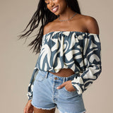Keyara Beach Hut Geo Off-The-Shoulder Top