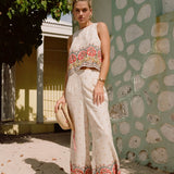 Lacey Border Print Pants