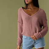 Marina Cotton Slub V-Neck Sweater