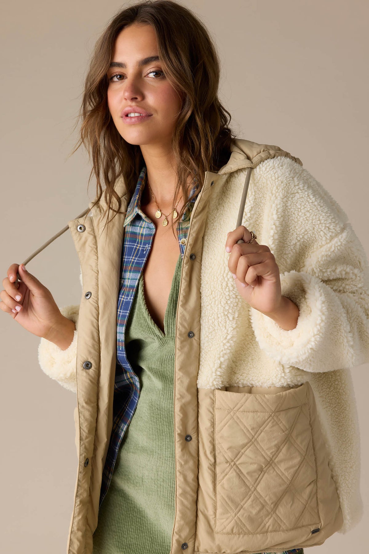 Meena High Pile Fleece Quilted Jacket - Nomad | O