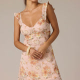 Nellie Chiffon Ruffle Sleeve Dress