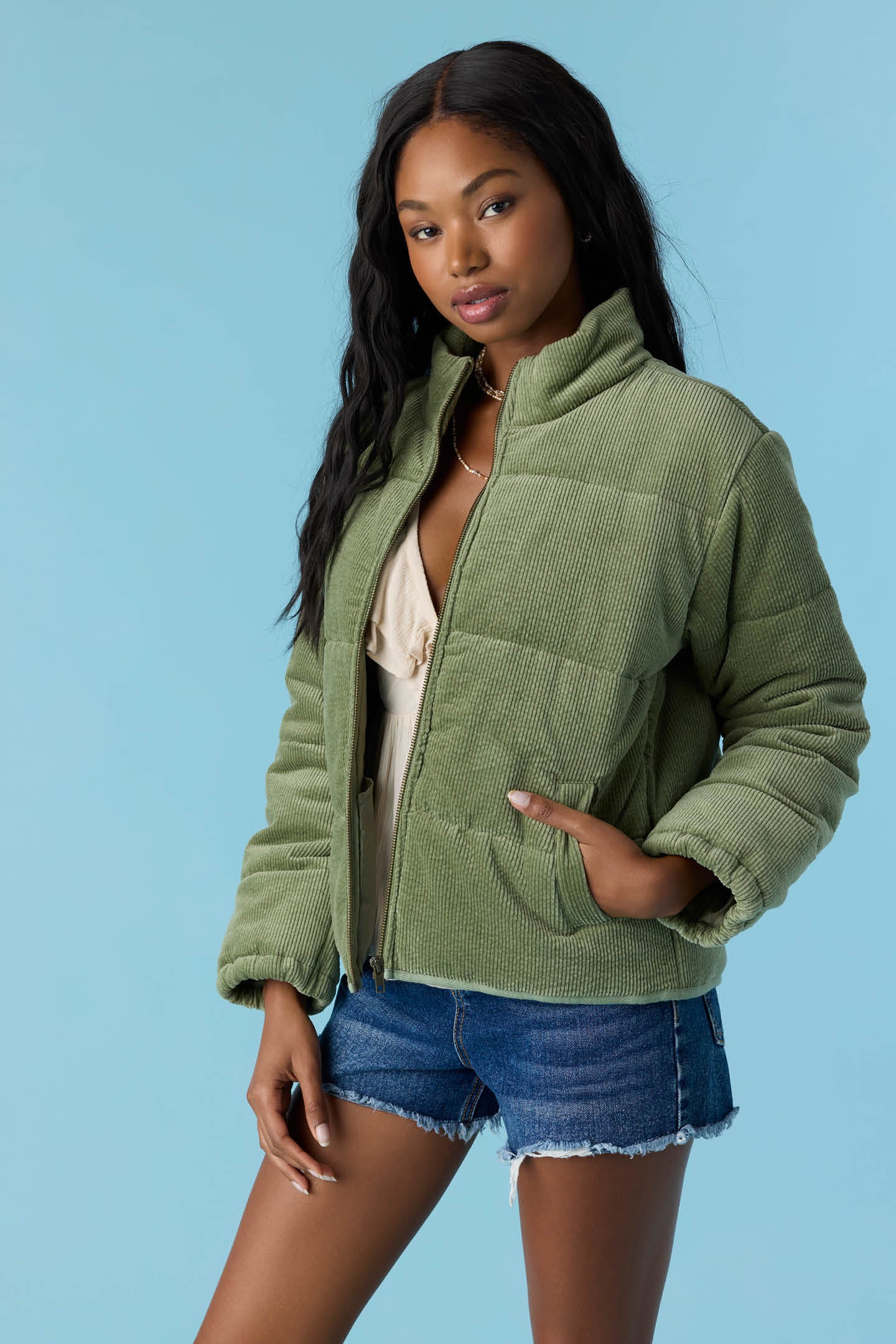 NOVAH CORDUROY QUILTED ZIP JACKET