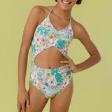 Girl's Janis Floral Cinched One-Piece