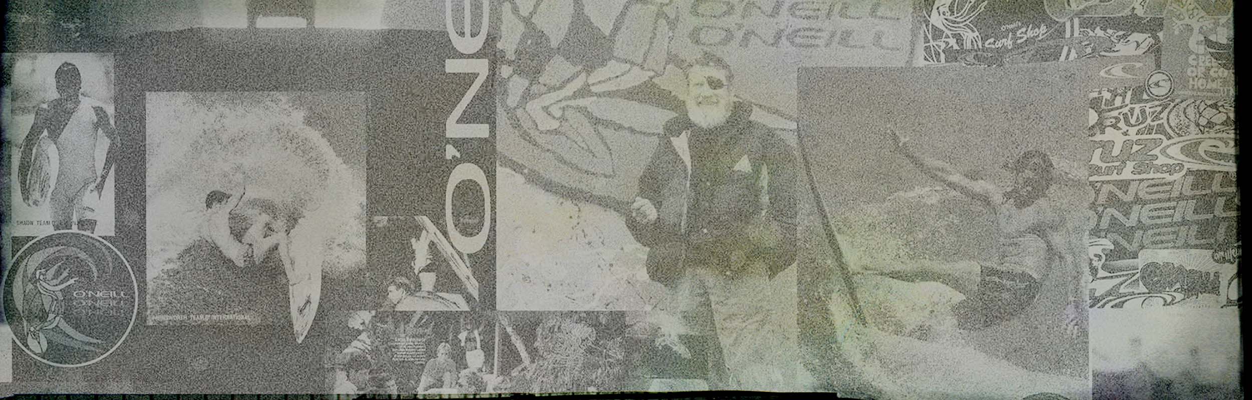 Collage of various images including a person with a panda, a person with a gun, and text on a textured background.