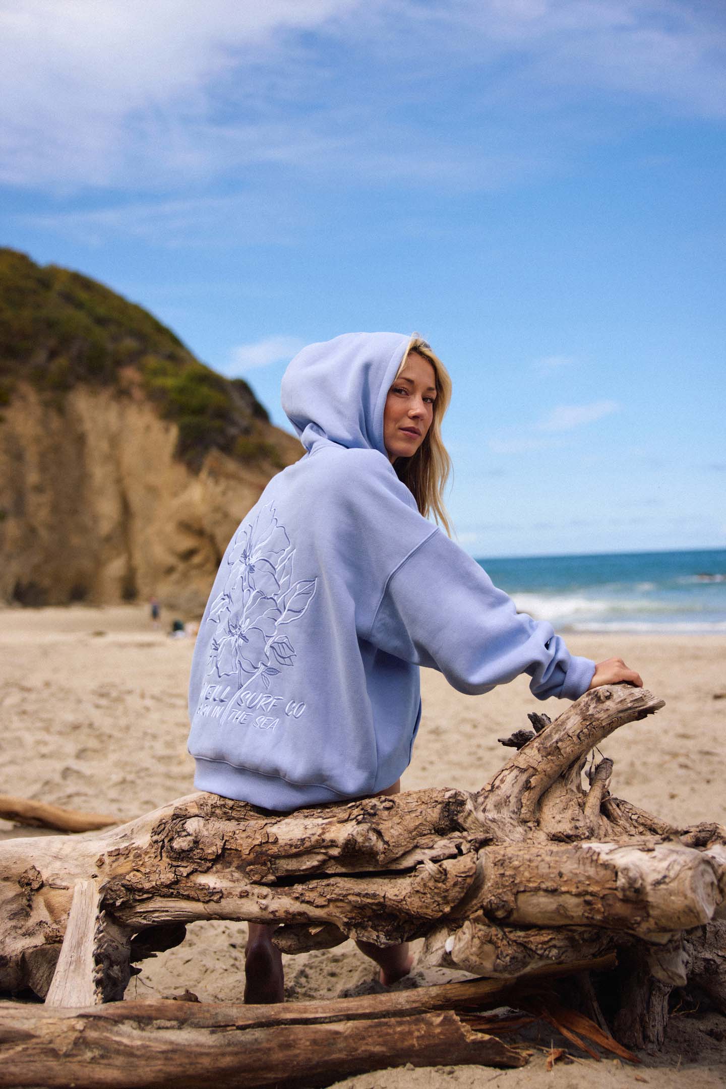Born In The Sea Oversized Hoodie Pullover Fleece - Blue Jelly | O