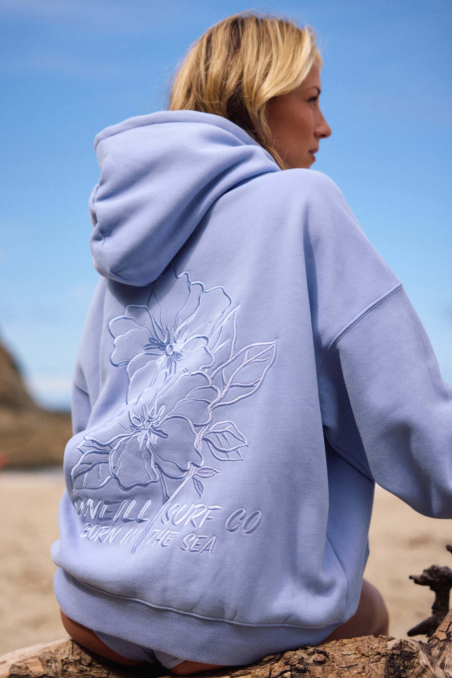 Born In The Sea Oversized Hoodie Pullover Fleece - Blue Jelly | O