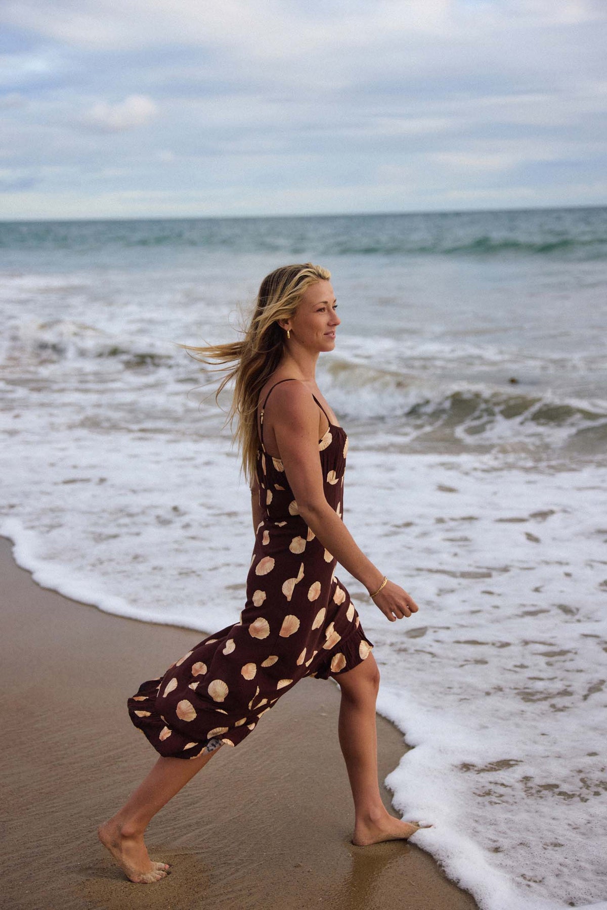 shell dress women O'Neill Women's Jorgie Camila Midi in Chocolate, Size Small, Viscose project-type_Dress/Skirt The Shell Coast Pique Color:Melange Camel Simple gown designs casual