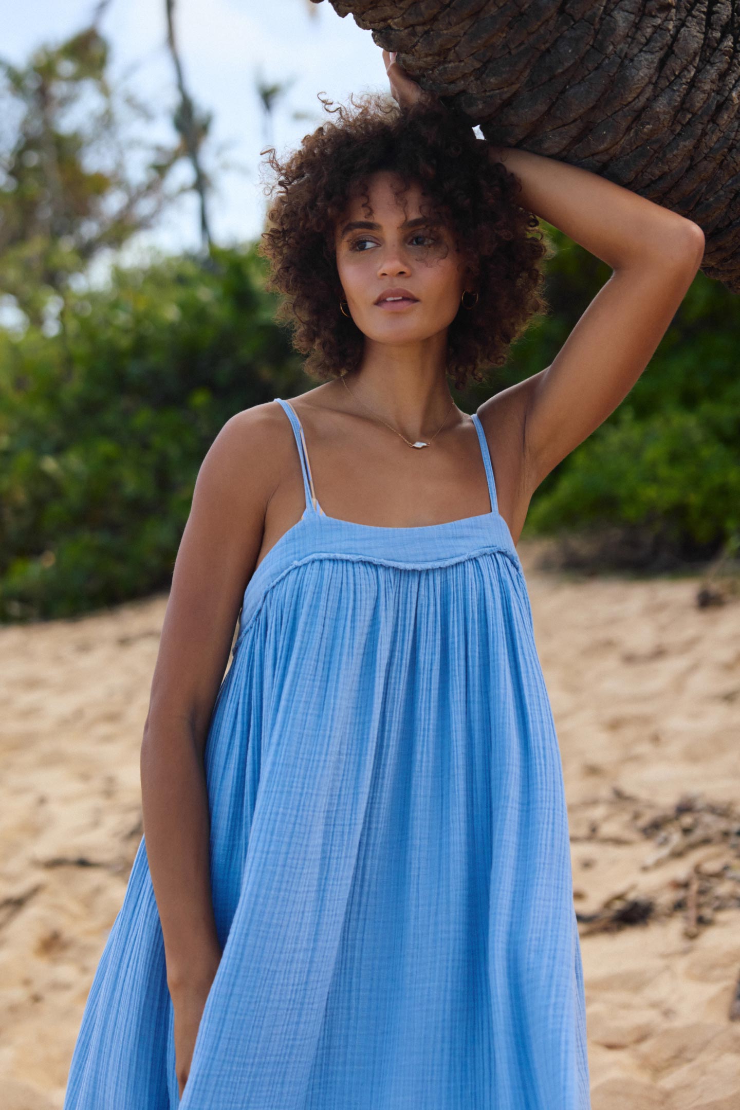 O'Neill Women's Saltwater Solids Sai Maxi Cover-Up Dress in Blue Glass, Size XL