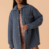 Rya Quilted Oversized Fit Snap Front Jacket