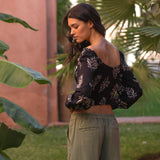 Santi Nadia Paisley Smocked Crop Top
