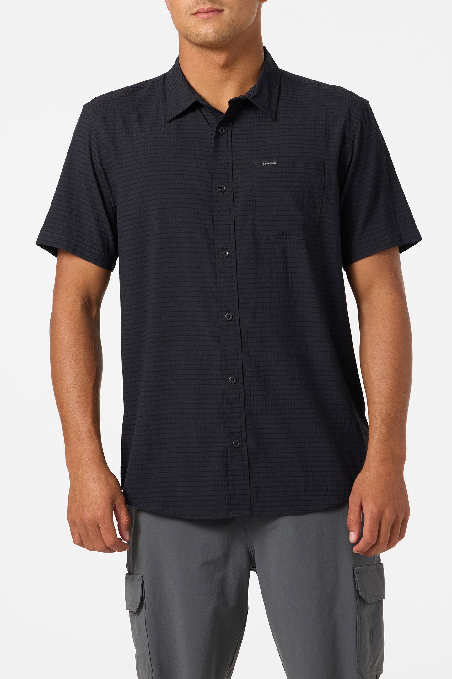 TRVLR Perforated Standard Woven Shirt Standard Fit Shirt - Black