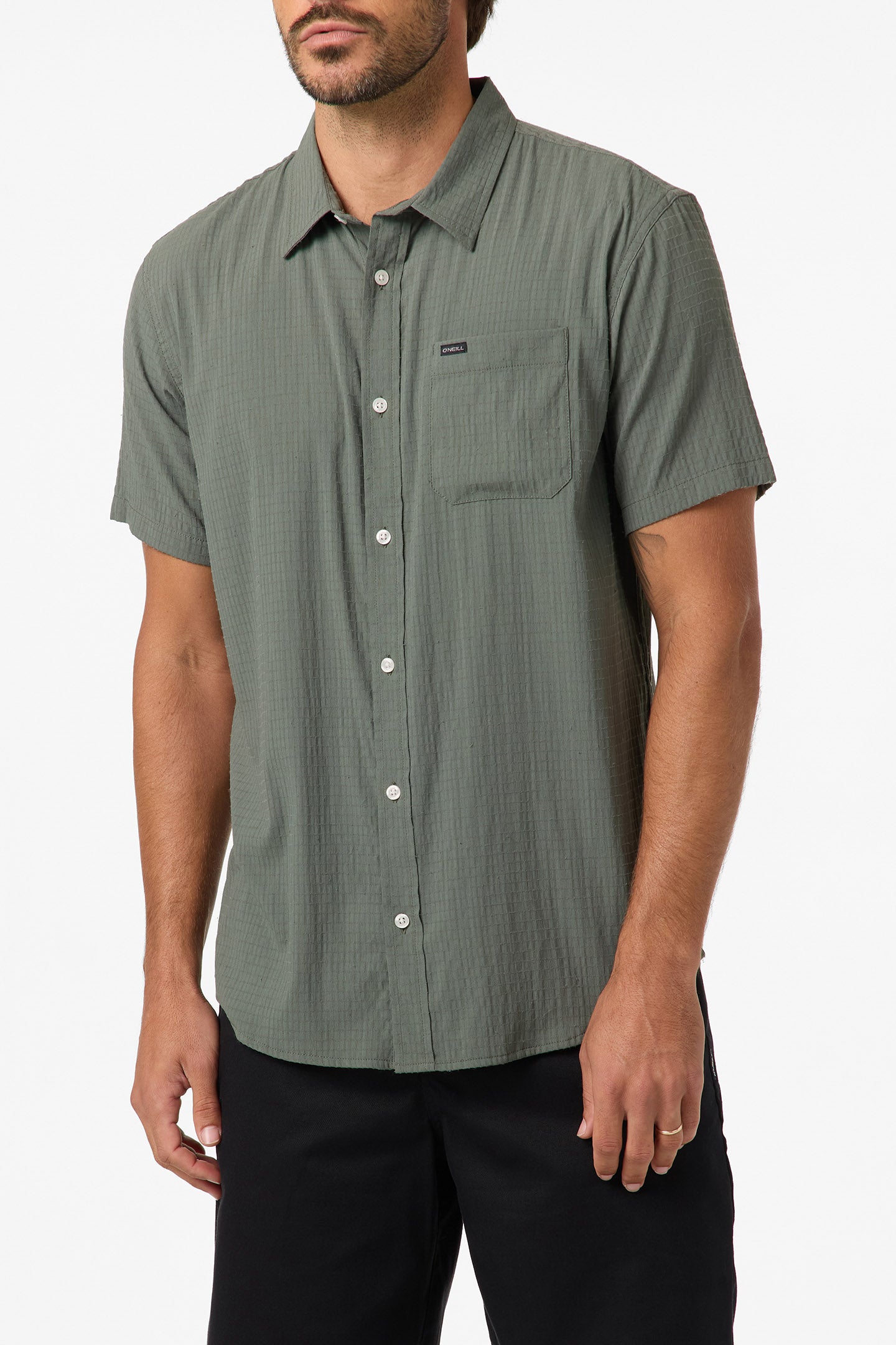 TRVLR Perforated Standard Woven Shirt Standard Fit Shirt - Dark