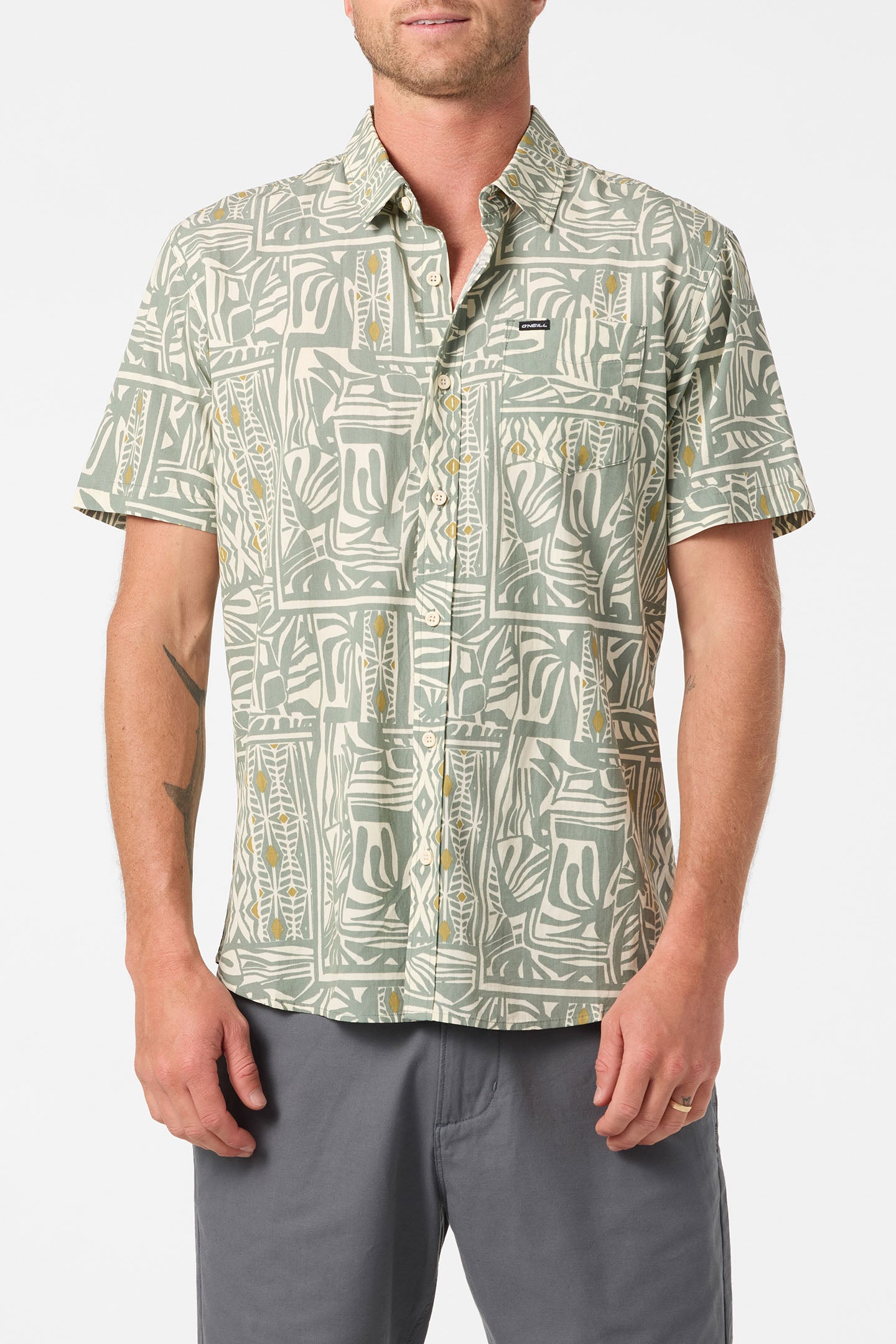 O'Neill Men's Oasis Standard Fit Shirt in Sage, Size XL, Rayon