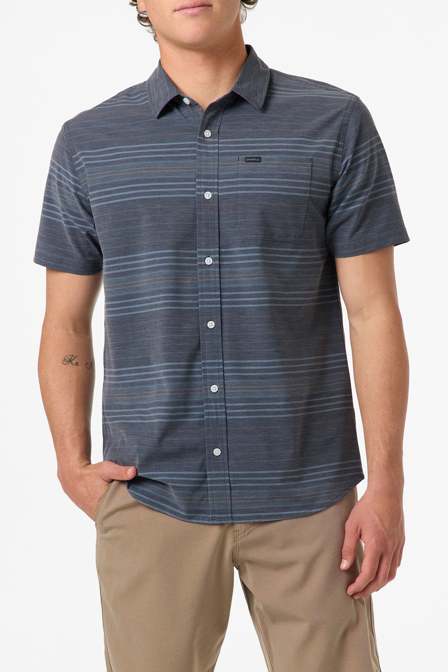 TRVLR Upf Traverse Stripe Standard Fit Shirt - Black | O'Neill