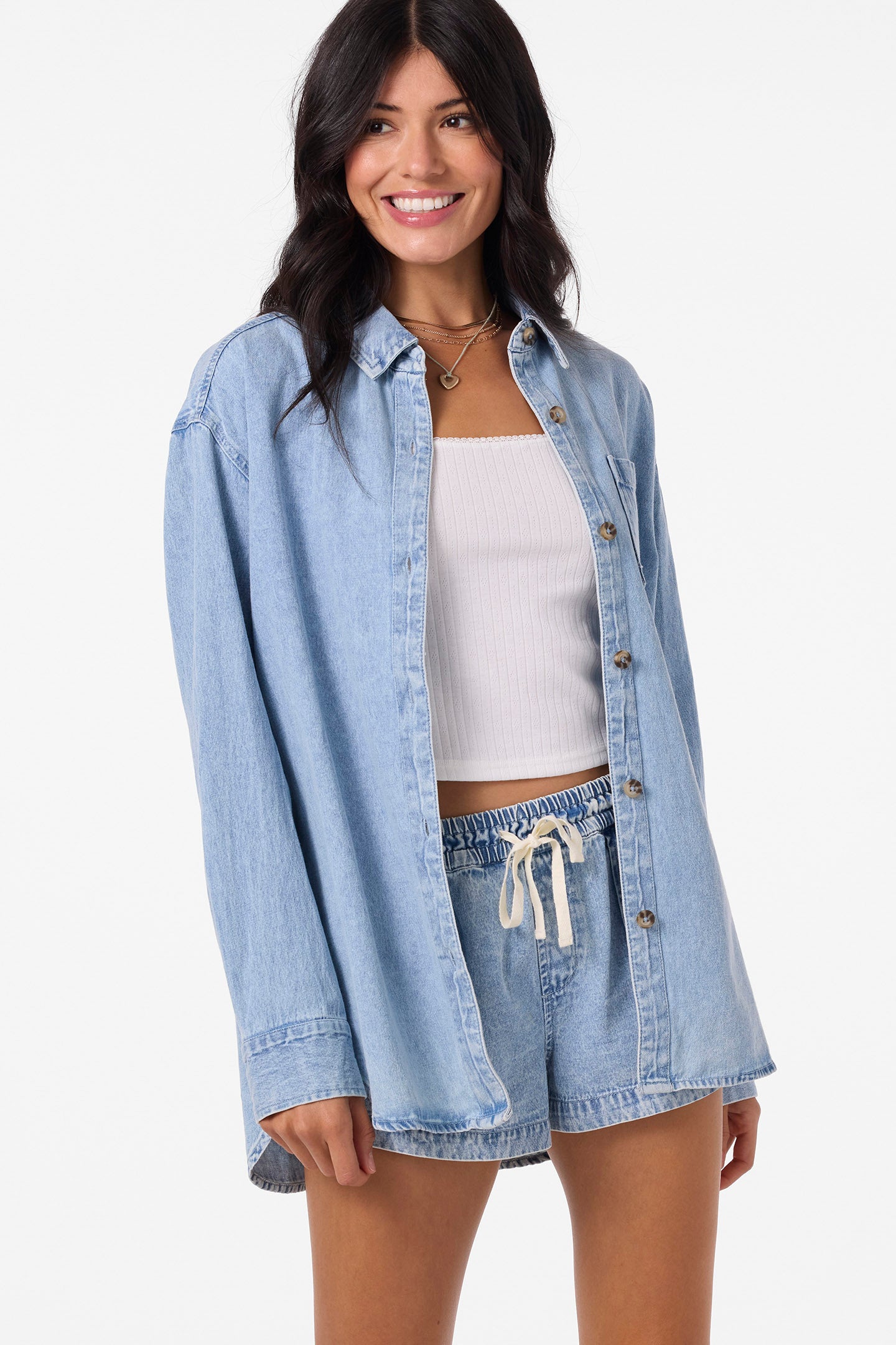 Sevie Denim Shacket Jacket - Check w/ Morgan - Drifter | O'Neill