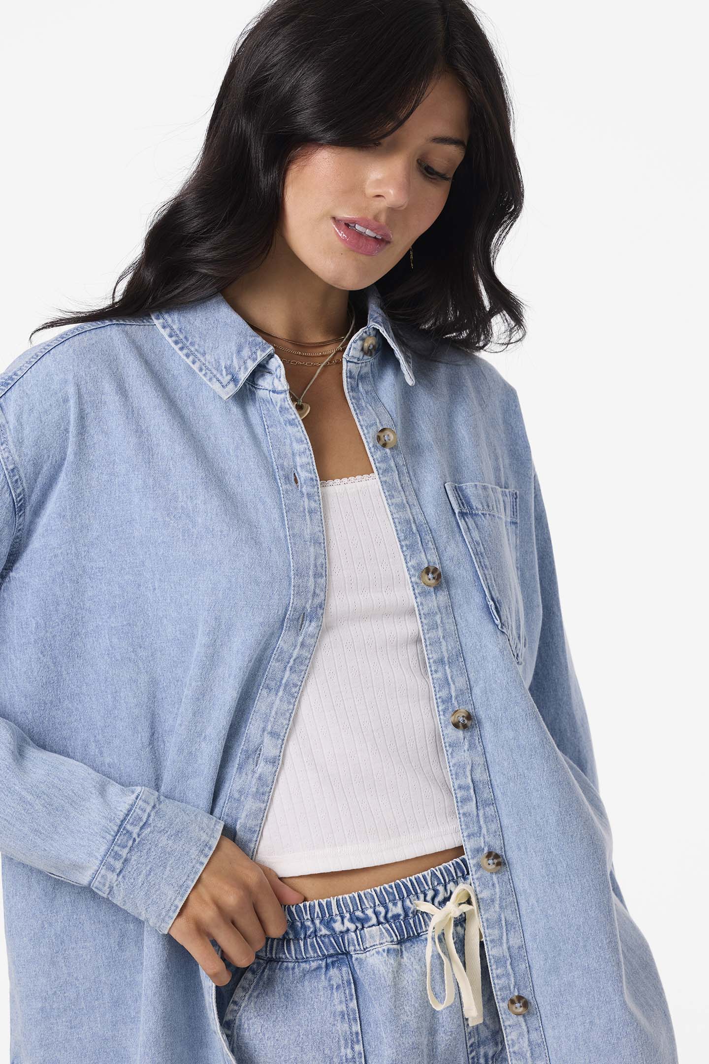 Sevie Denim Shacket Jacket - Check w/ Morgan - Drifter | O'Neill