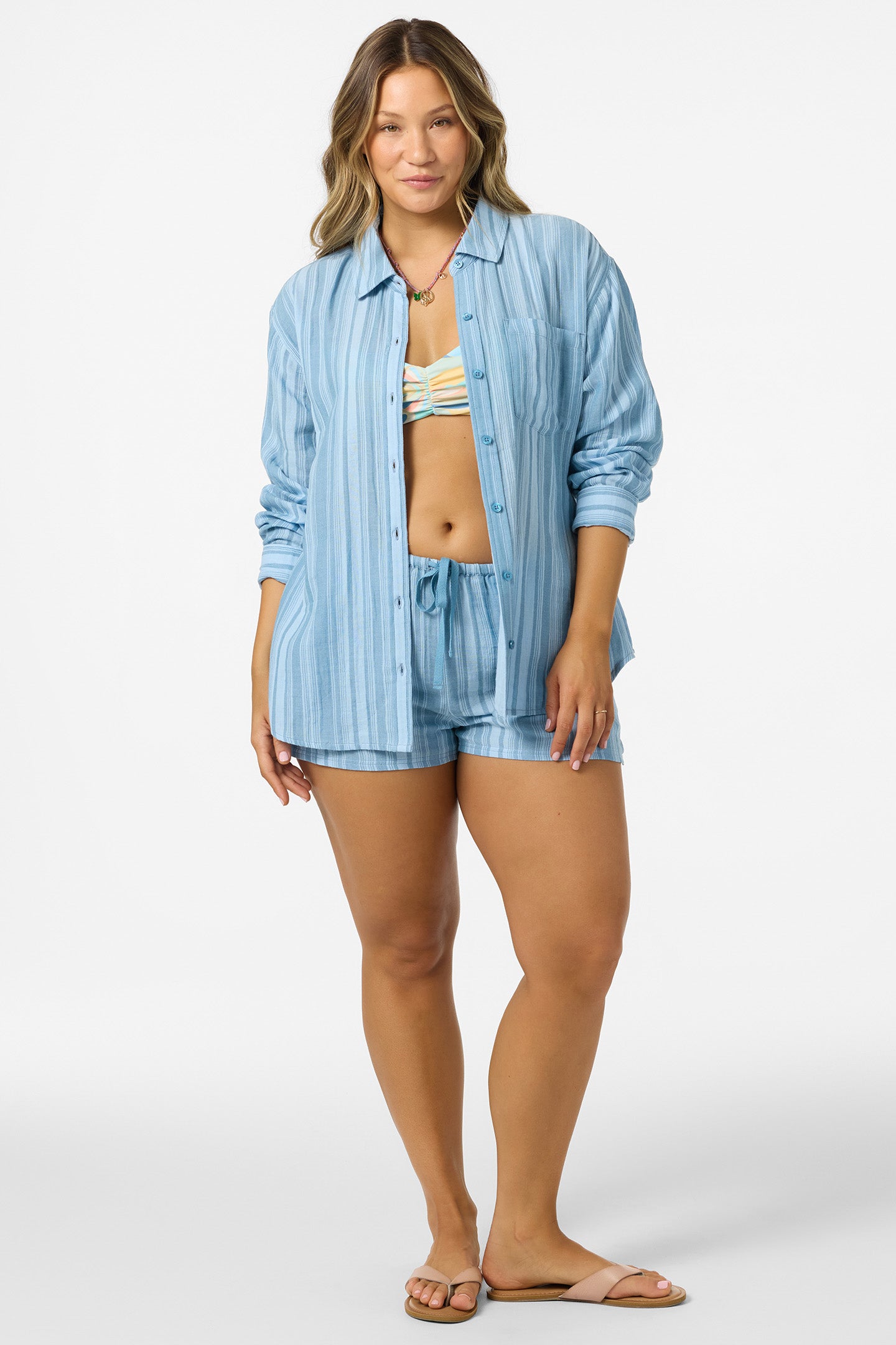 Leni Waves Stripe Relaxed Top Long Sleeve - Chambray Blue | O'Neill