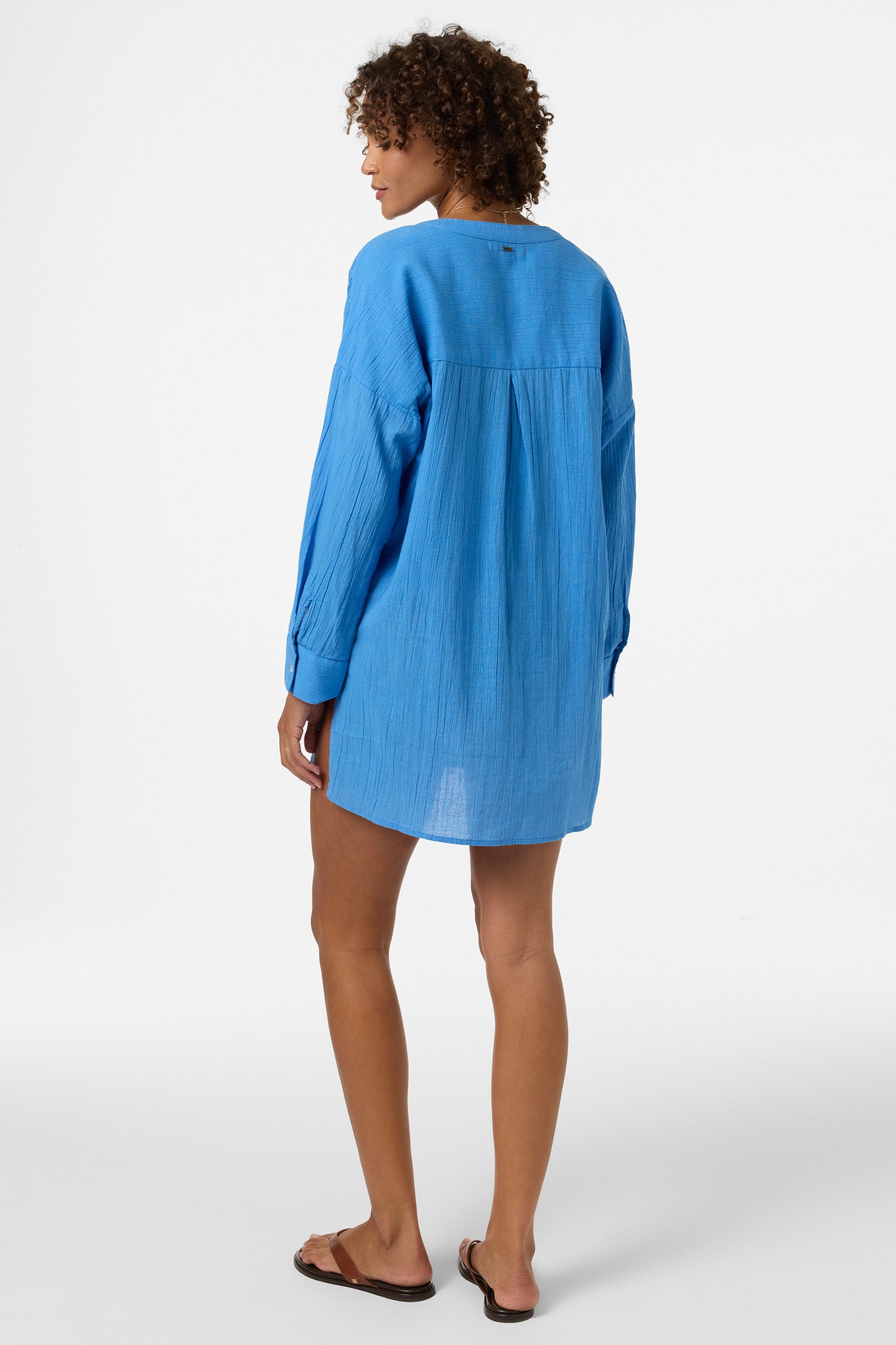 O'Neill Women's Belizin Long Sleeve Cover-Up Dress in Blue, Size Large