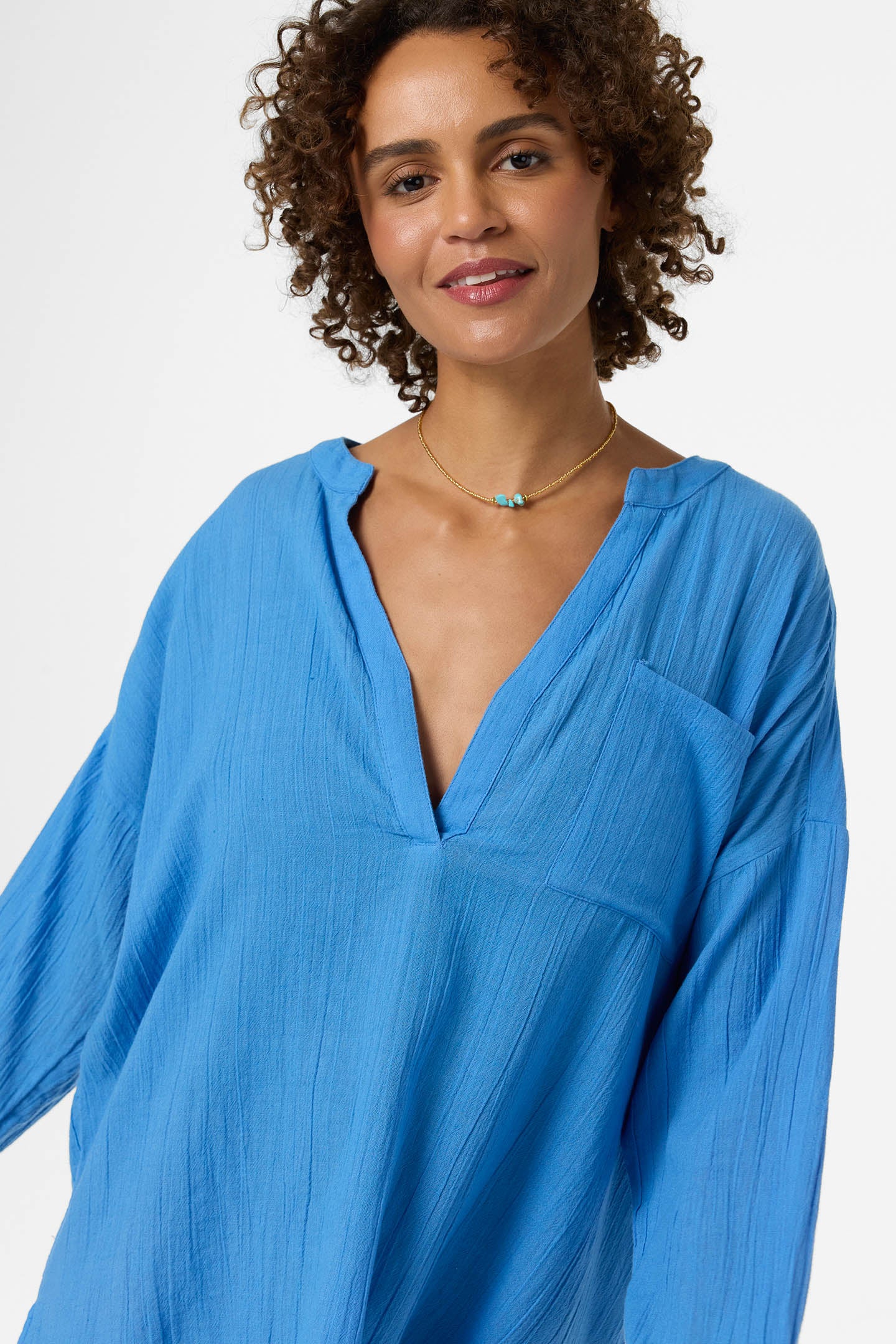 O'Neill Women's Belizin Long Sleeve Cover-Up Dress in Blue, Size Large O'Neill Women's Belizin Long Sleeve Cover-Up Dress in Blue, Size Large