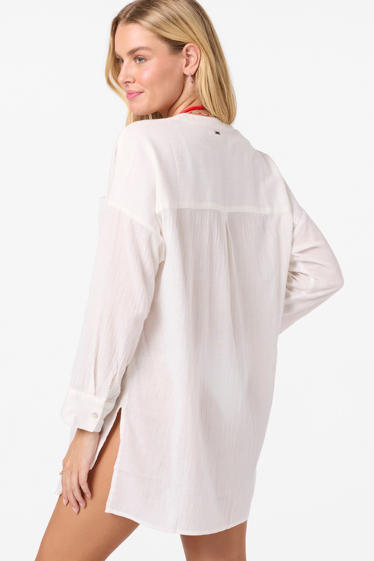 O'Neill Women's Belizin Long Sleeve Cover-Up Dress in White, Size Small