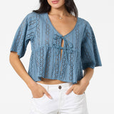 Loni Eyelet Top - Provincial Blue | O'Neill