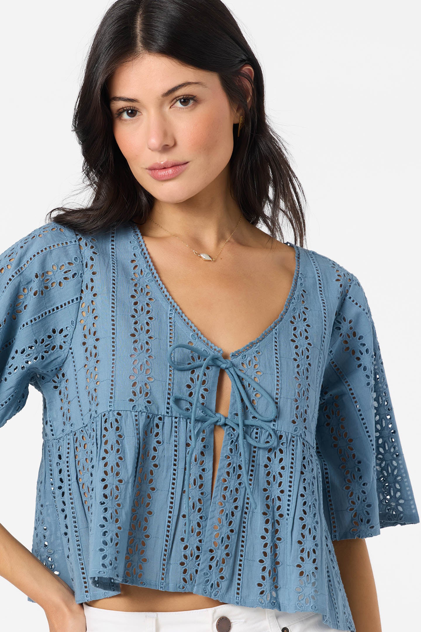 Loni Eyelet Top - Provincial Blue | O'Neill