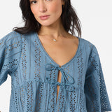 Loni Eyelet Top - Provincial Blue | O'Neill