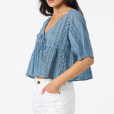 Loni Eyelet Top - Provincial Blue | O'Neill