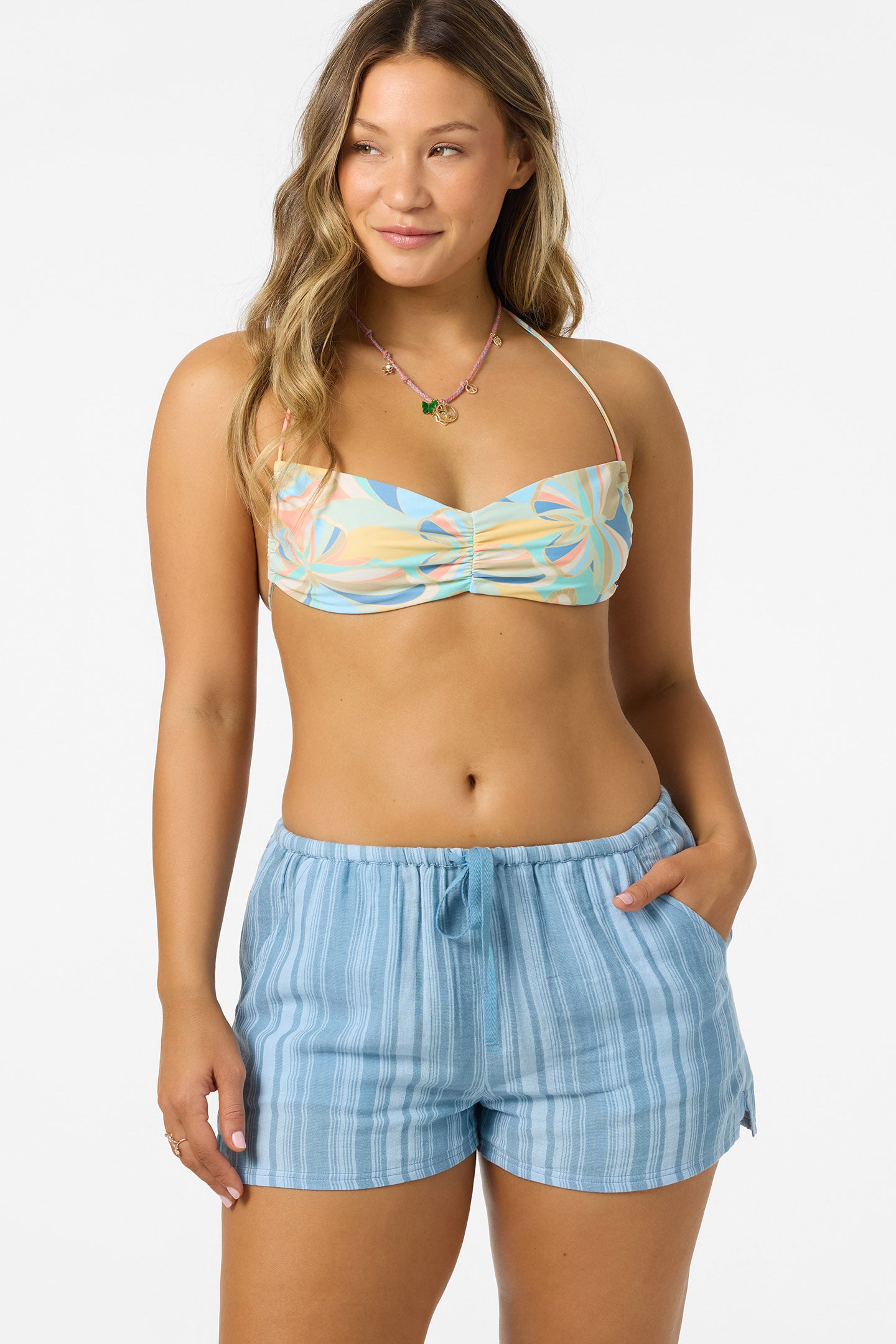 Brenda Waves Stripe Beach Shorts - Chambray Blue | O'Neill
