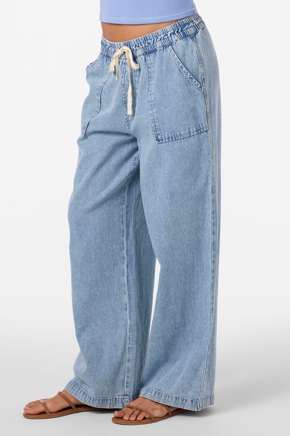 SOPHNET. ONE WASHED DENIM HEM ZIP PANTS 5P Zipper Front Denim 