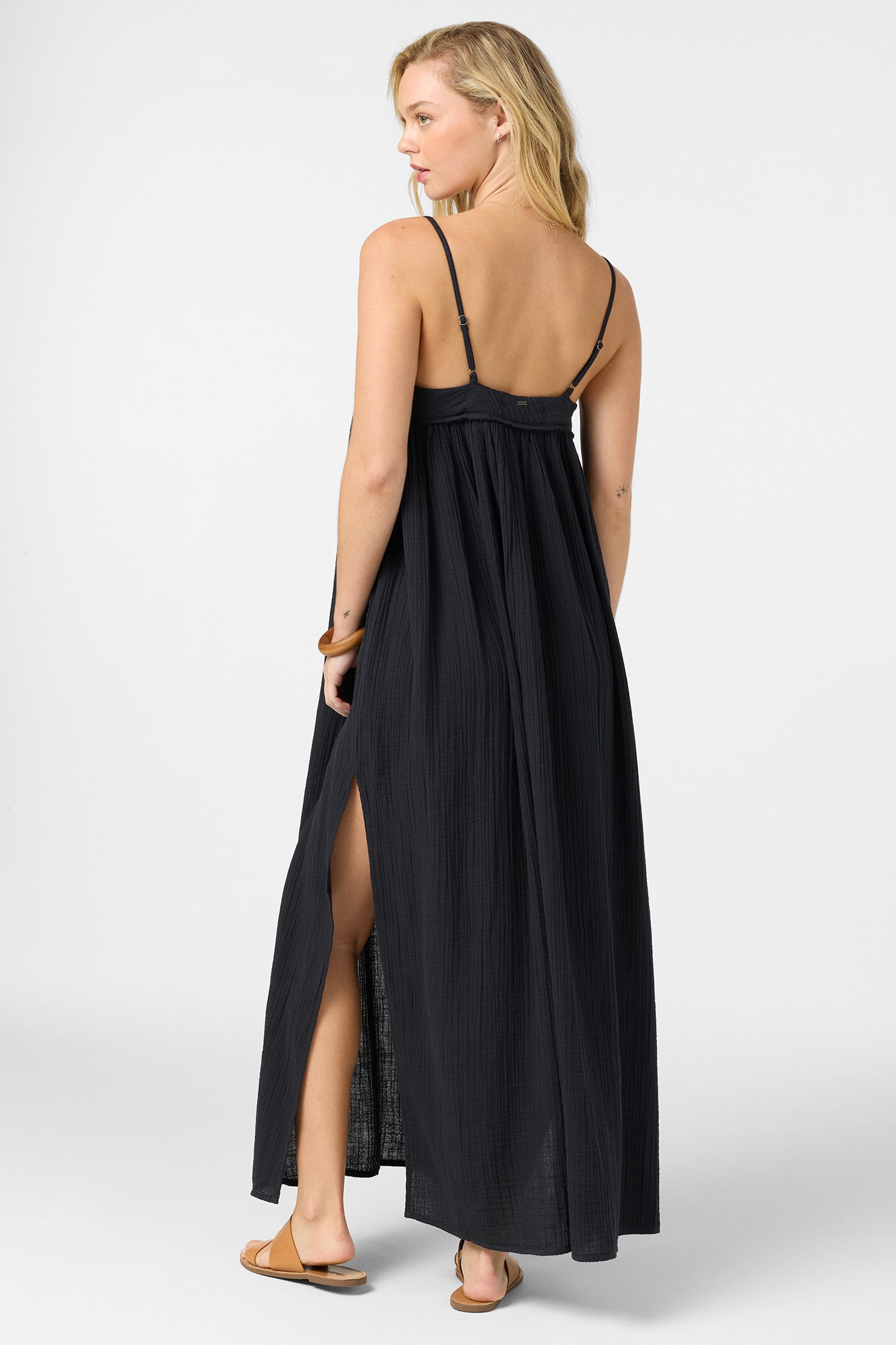 O'Neill Women's Saltwater Solids Sai Maxi Cover-Up Dress in Black, Size Large