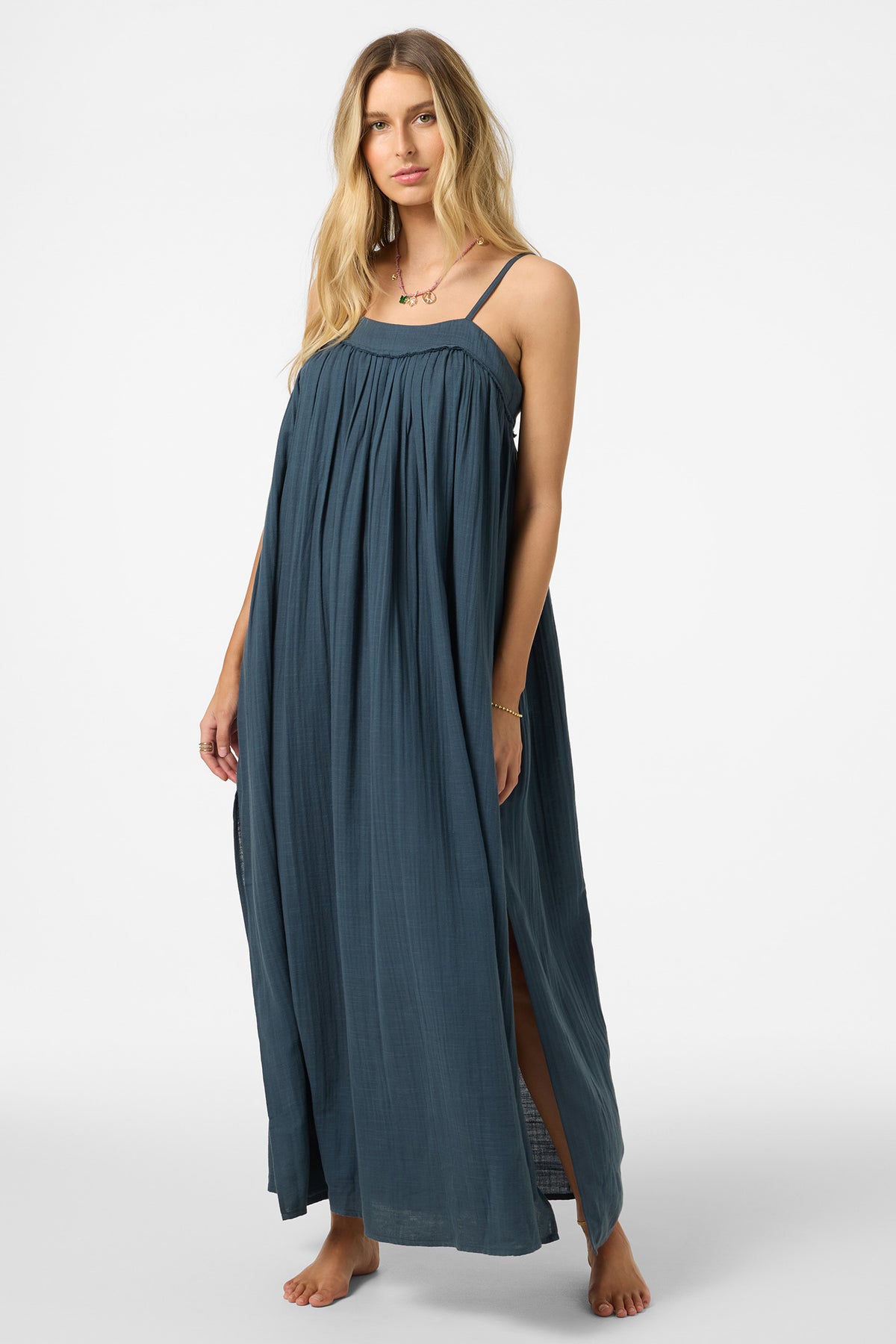 maxi dress cover up O'Neill Women's Saltwater Solids Sai Cover-Up in Slate, Size Medium Size:UK 4 (In-Rental) Casual Dresses Outfits For 20240704-RTW up dress The Seaside