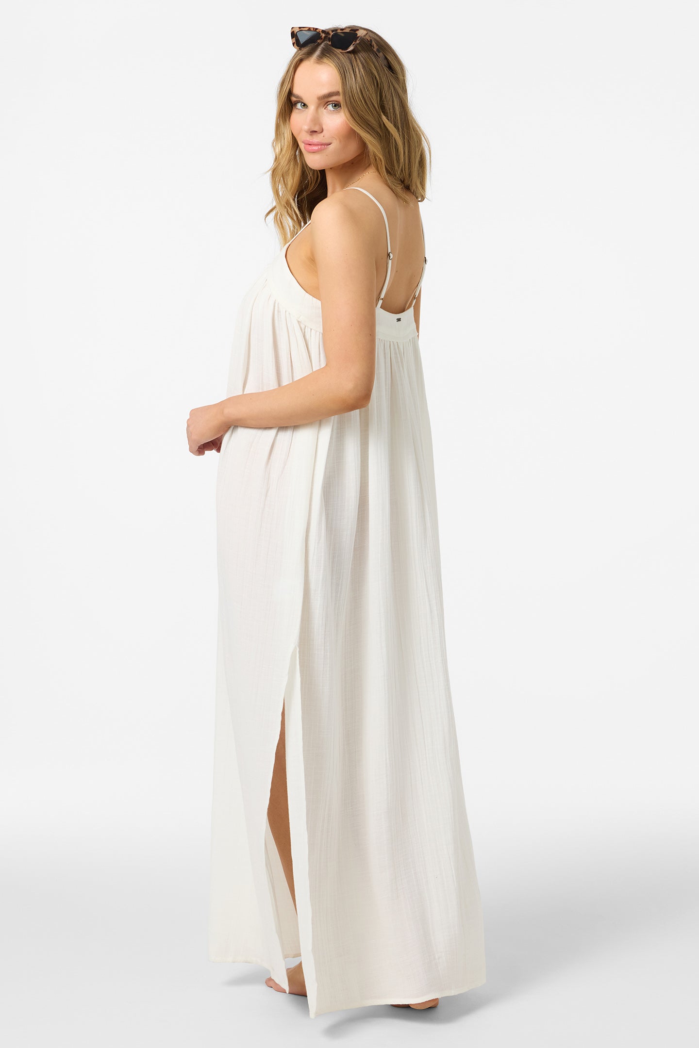 O'Neill Women's Saltwater Solids Sai Maxi Cover-Up Dress in White, Size XL
