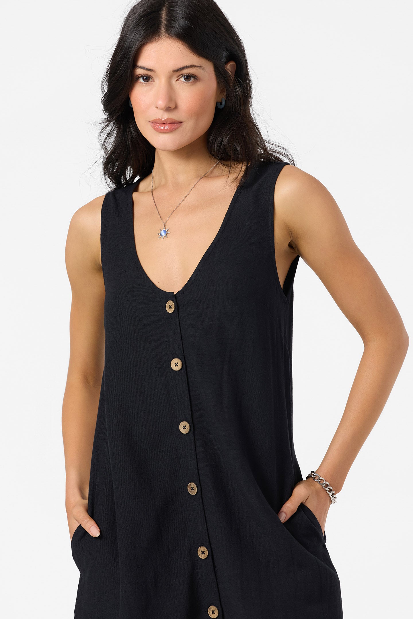 black sleeveless shirt dress Boden Women's Honor Short Jersey Shirt Dress in Black