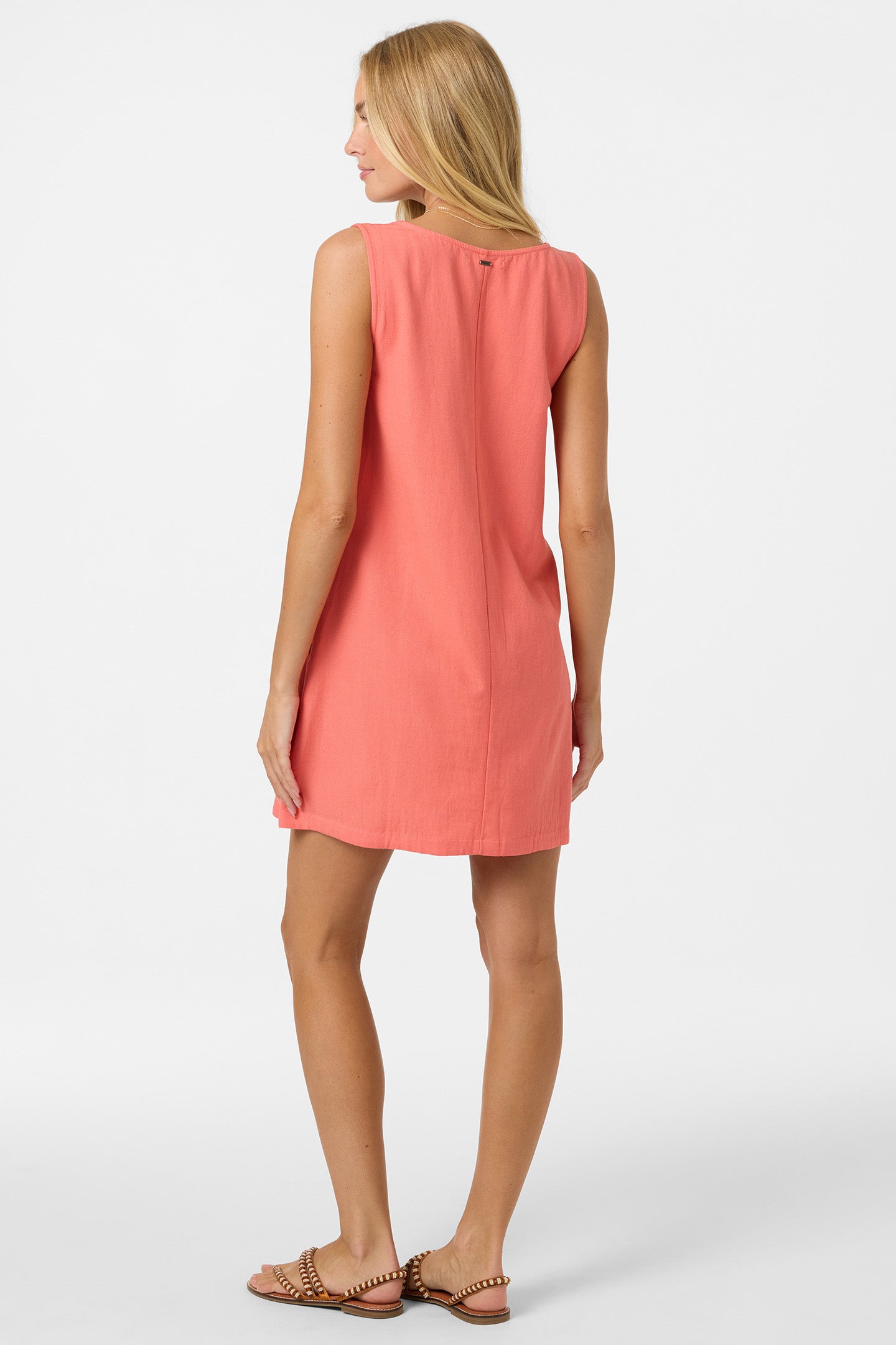 O'Neill Women's Sanders Mini Dress in Georgia Peach, Size Medium, Linen/Viscose
