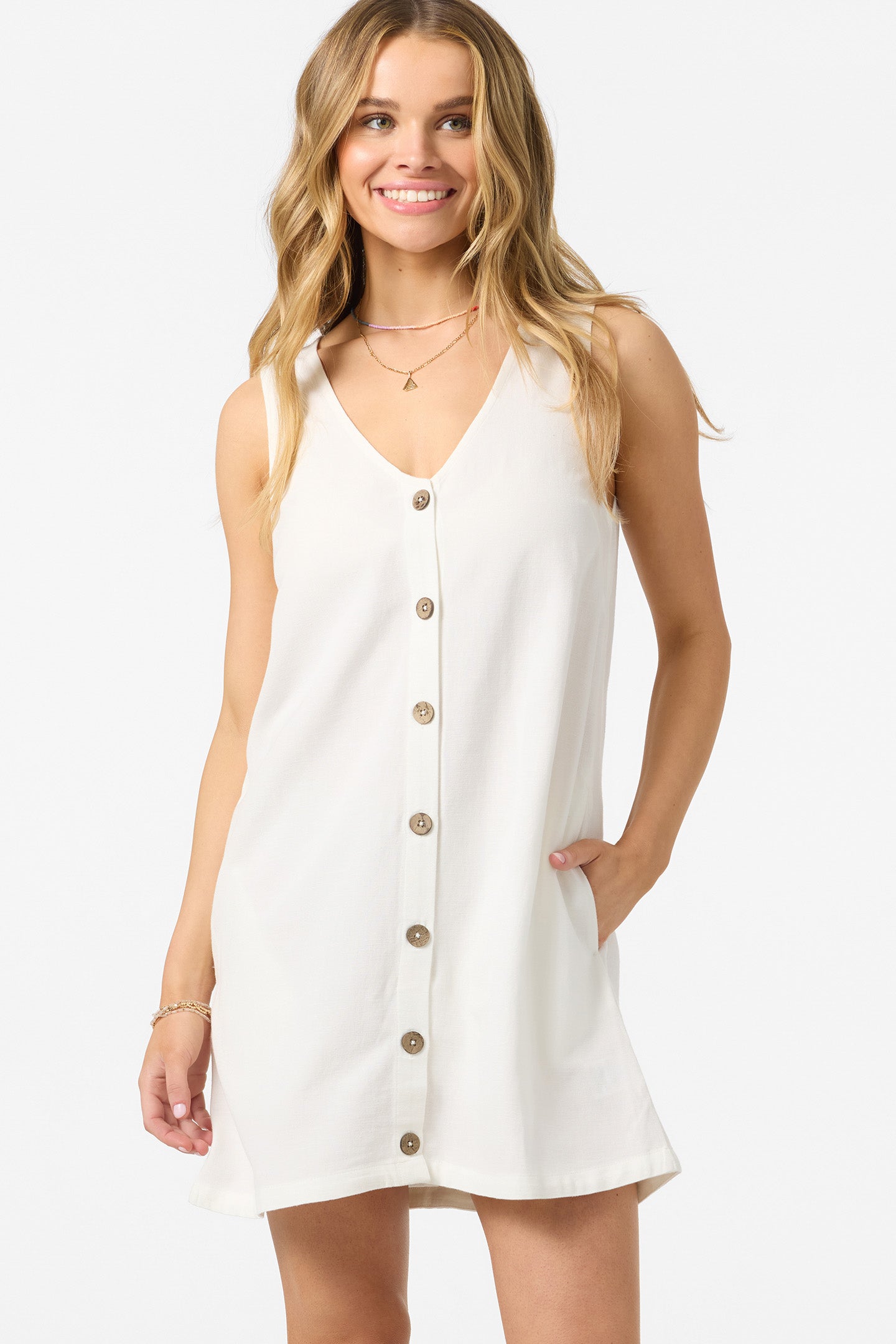 O'Neill Women's Sanders Mini Dress in White, Size 2XL, Linen/Viscose O'Neill Women's Sanders Mini Dress in White, Size 2XL, Linen/Viscose
