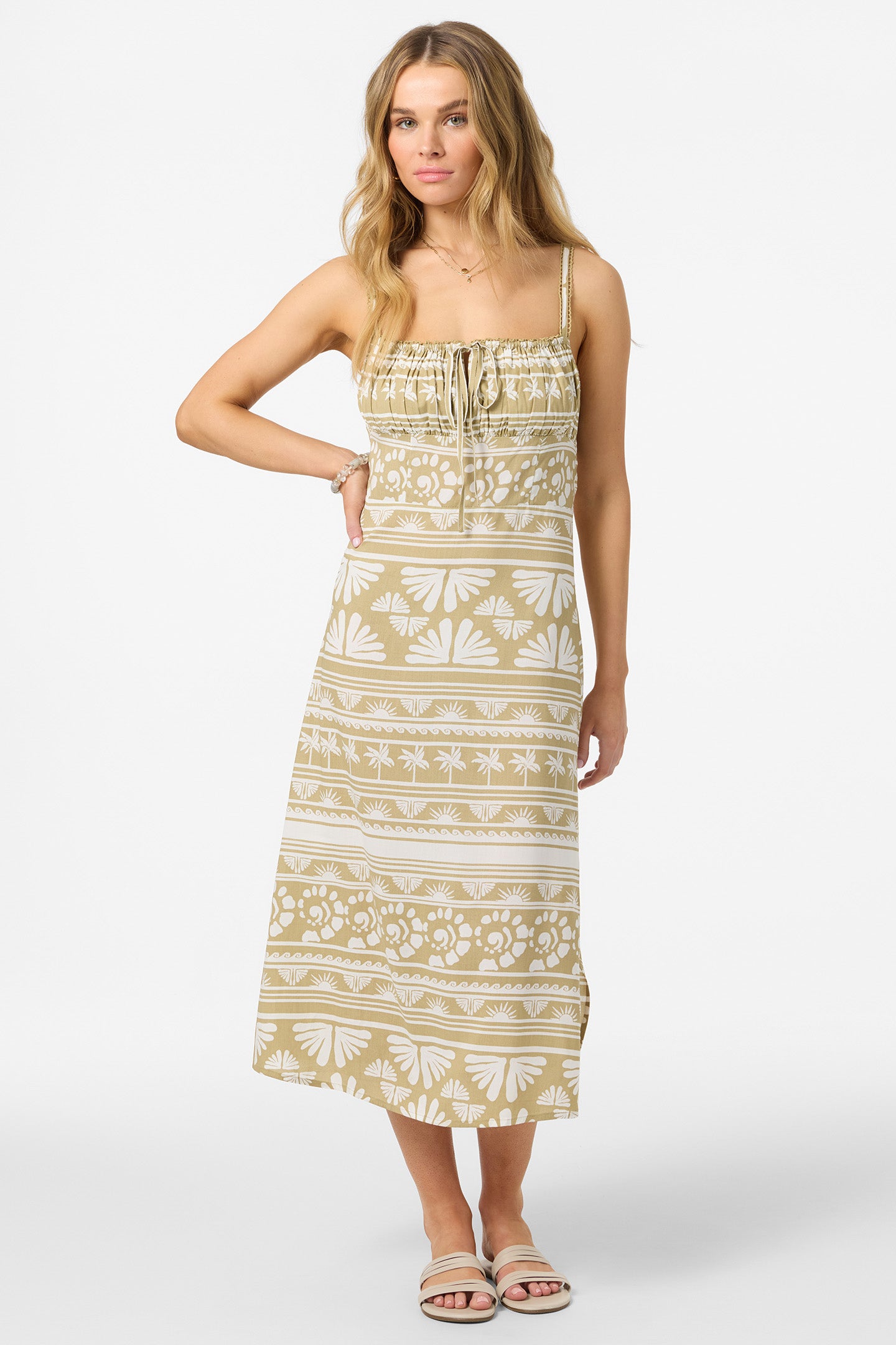 O'Neill Women's Wiley Abstract Dress Midi Dress in Twill, Size Medium, Viscose