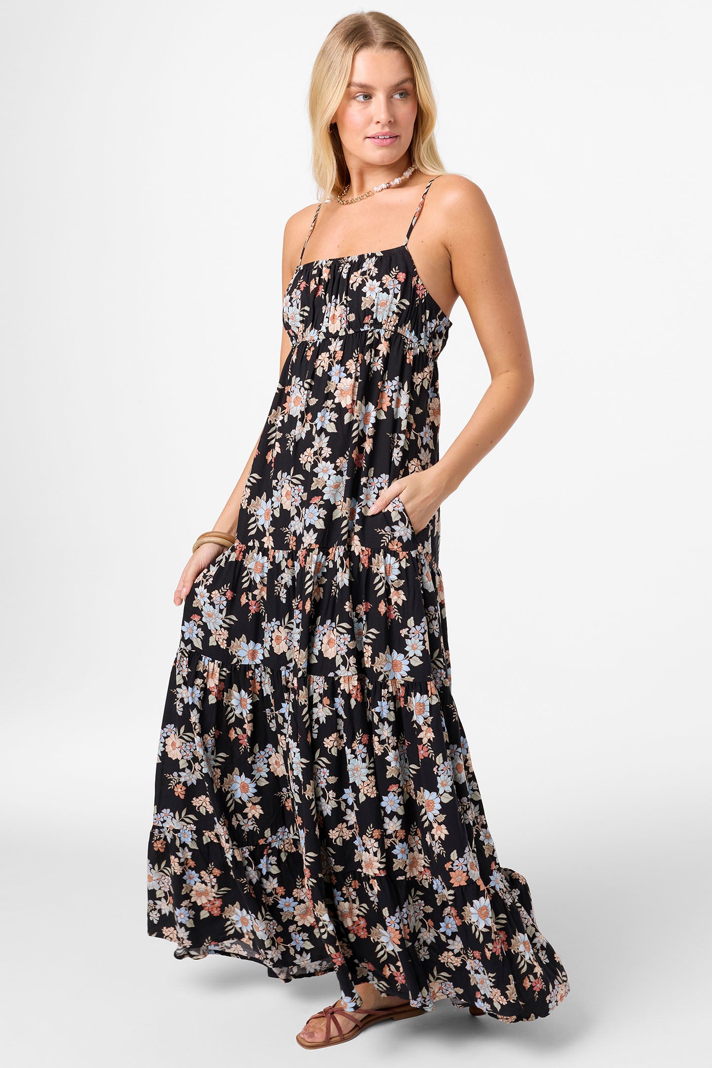 O'Neill Women's Lillie Bali Floral Maxi Dress, Black, XS