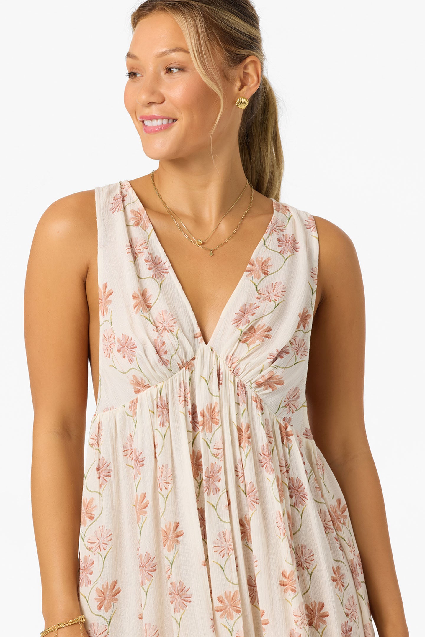 Saltwater Essentials Teddy Printed Mini Cover-Up Dress - Tofu | O